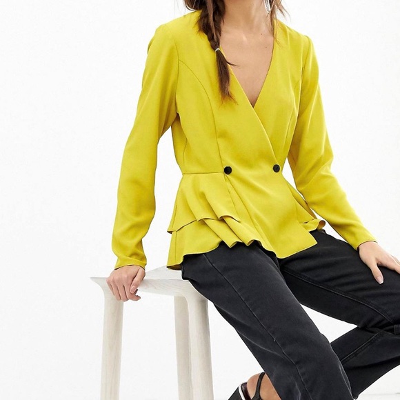 ASOS DESIGN Neon Tux Top With Button Detail - Picture 1 of 8